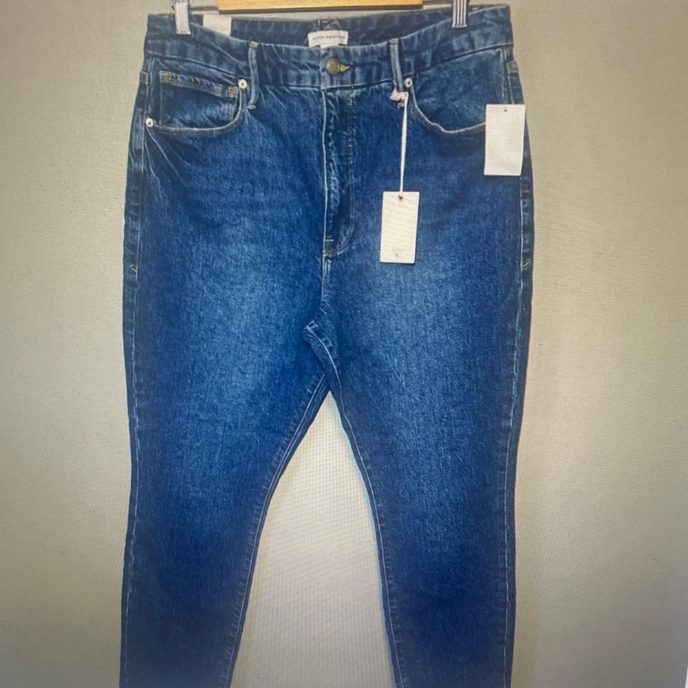 Good American Slim Straight Blue Denim Jeans